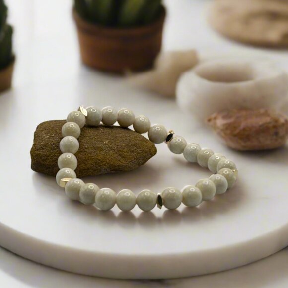 Riverstone Gold Beaded Stretch Bracelet - Picture 3 of 5